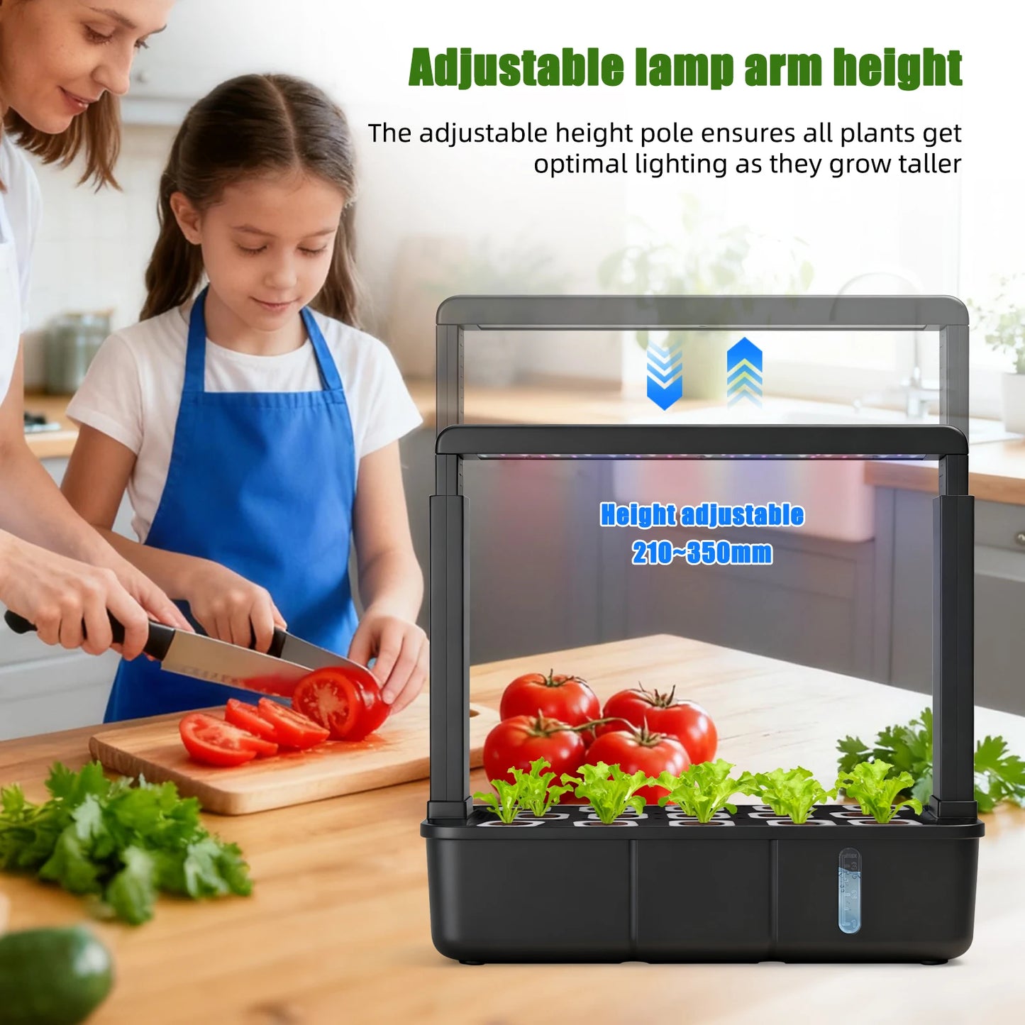 Indoor Hydroponic Garden Kit with LED Grow Light - 15 Pods Smart Herb System with Adjustable Height Planter & 3.5L Water Tank