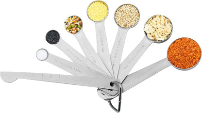 Premium 15-Piece Stainless Steel Measuring Cups & Spoons Set - Perfect for Baking and Cooking, Includes Metric & US Measurements, 6 Cups & 7 Spoons with Leveler and Equivalents for Dry & Liquid Ingredients