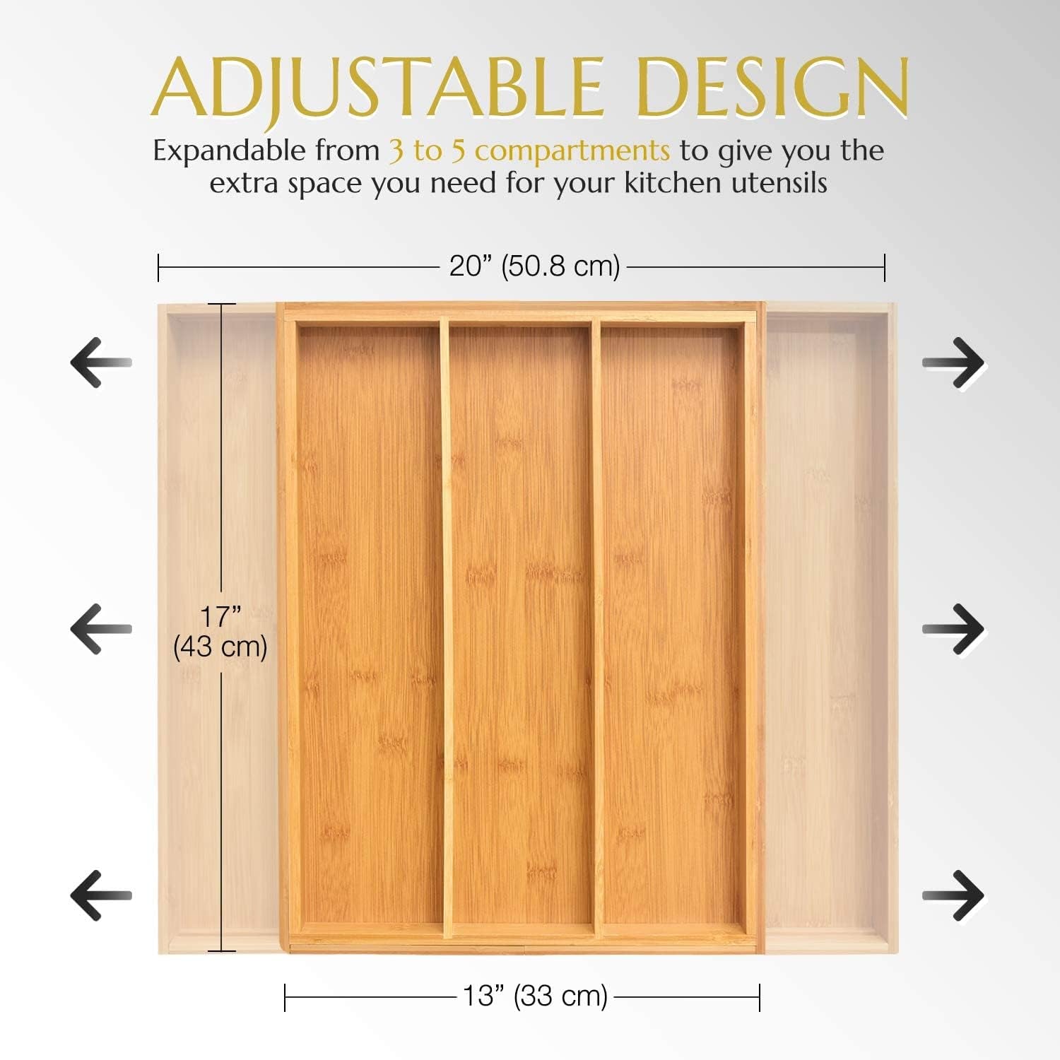 Premium Bamboo Expandable Utensil Drawer Organizer - Effortless Storage for Cutlery, Flatware, and Silverware