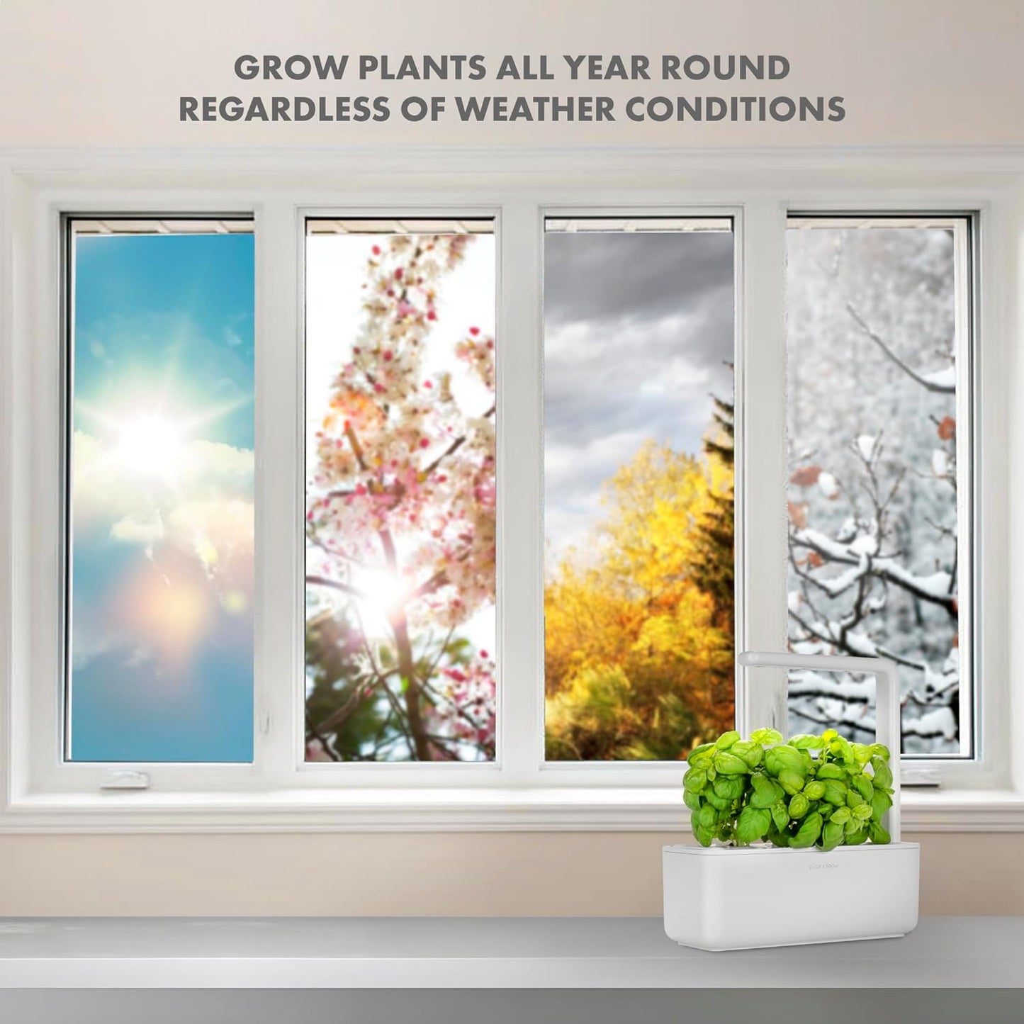 Smart Indoor Herb Garden Kit with Grow Light - Effortless Hydroponics for Your Kitchen Windowsill (Includes 3 Basil Pods) - Perfect Vegetable Gardening Starter in White