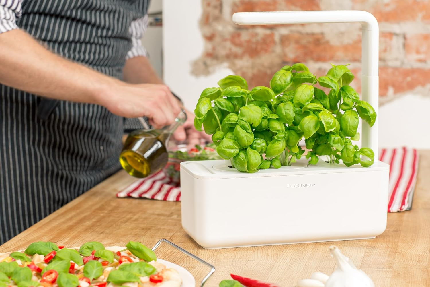 Smart Indoor Herb Garden Kit with Grow Light - Effortless Hydroponics for Your Kitchen Windowsill (Includes 3 Basil Pods) - Perfect Vegetable Gardening Starter in White