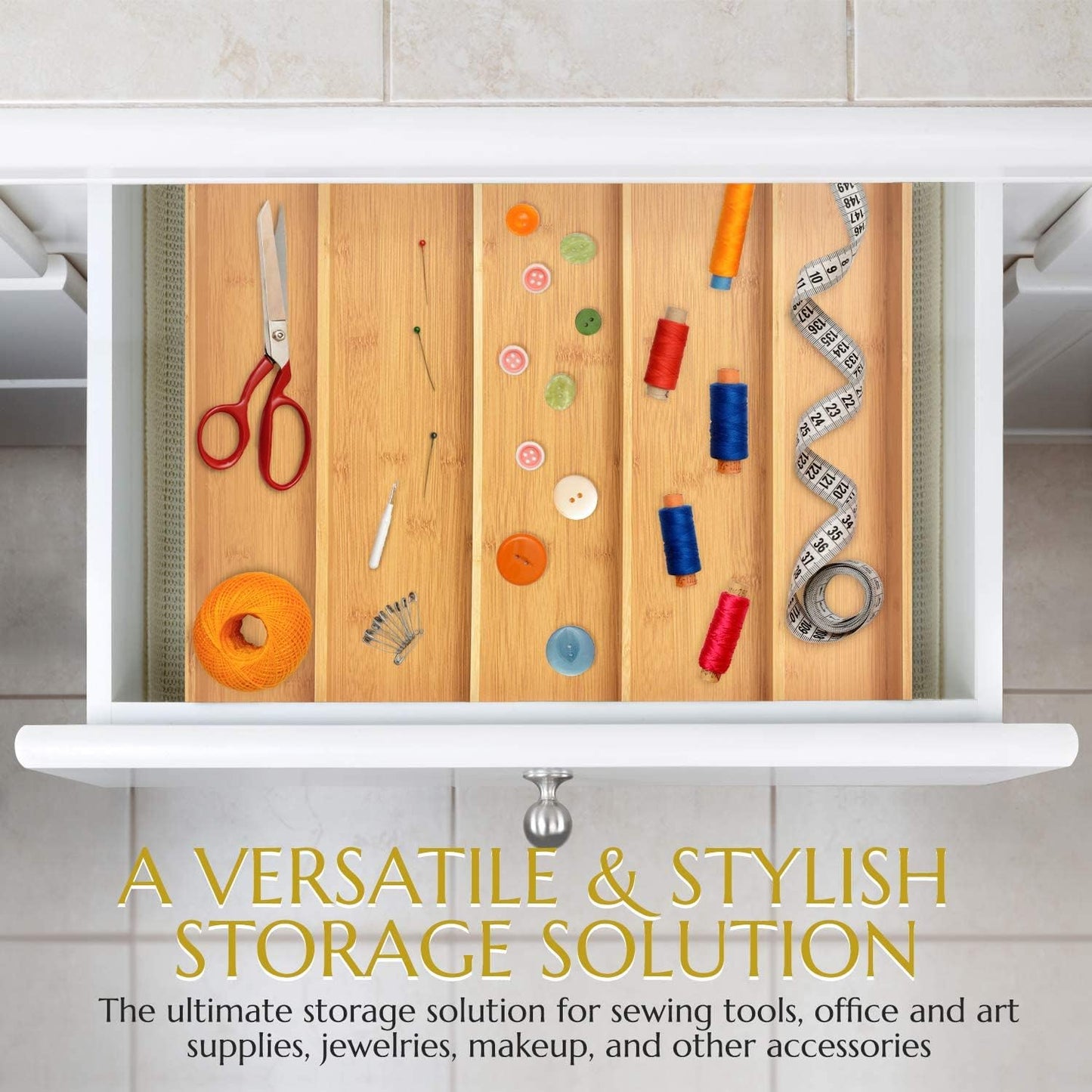 Premium Bamboo Expandable Utensil Drawer Organizer - Effortless Storage for Cutlery, Flatware, and Silverware