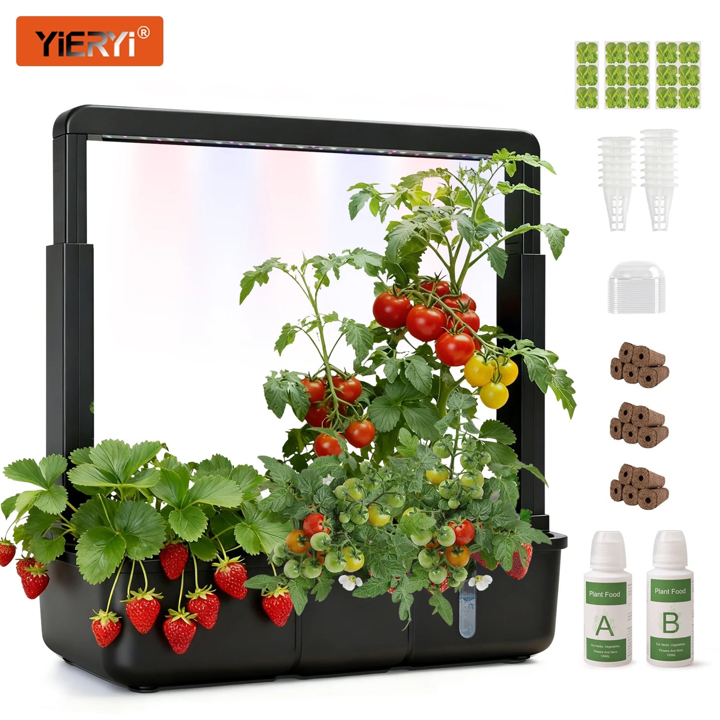 Indoor Hydroponic Garden Kit with LED Grow Light - 15 Pods Smart Herb System with Adjustable Height Planter & 3.5L Water Tank