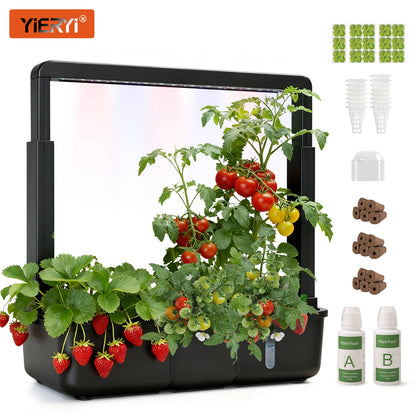 Indoor Hydroponic Garden Kit with LED Grow Light - 15 Pods Smart Herb System with Adjustable Height Planter & 3.5L Water Tank