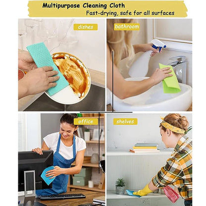 Eco-Friendly Reusable Kitchen Dishcloths - Versatile Cellulose Sponge Towels for Counter and Dishware