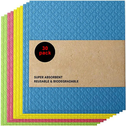 Eco-Friendly Reusable Kitchen Dishcloths - Versatile Cellulose Sponge Towels for Counter and Dishware