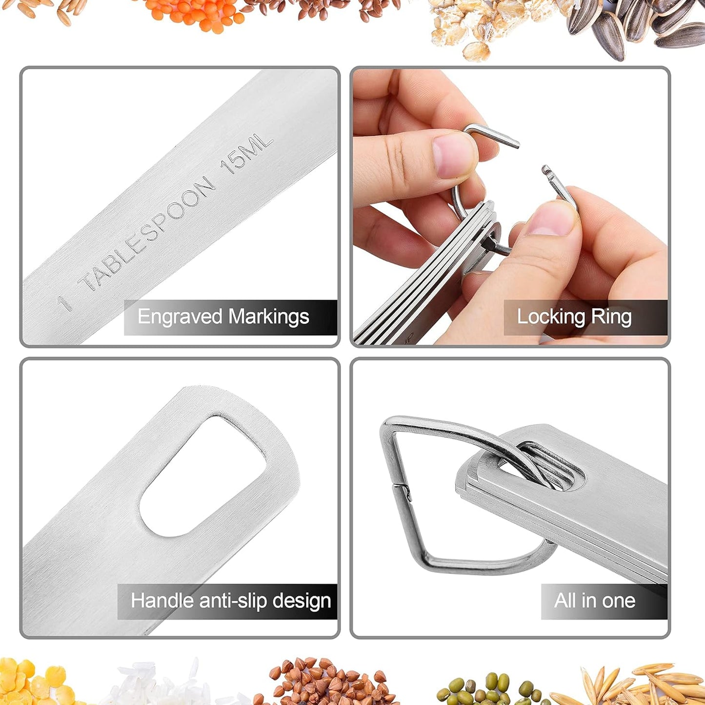 Premium 15-Piece Stainless Steel Measuring Cups & Spoons Set - Perfect for Baking and Cooking, Includes Metric & US Measurements, 6 Cups & 7 Spoons with Leveler and Equivalents for Dry & Liquid Ingredients