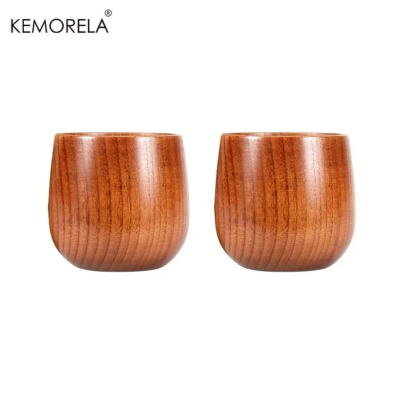 1/2PCS Wooden Big Belly Cups Handmade Jujube Wood Handle Cups Beer Tea Coffee Milk Water Cup Kitchen Bar Drinkware
