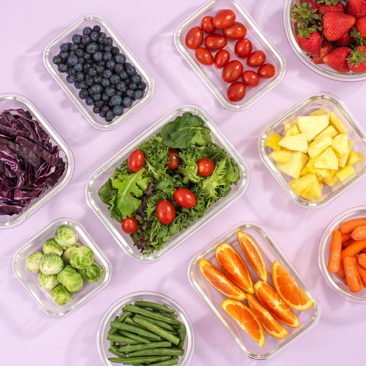 24-Piece Borosilicate Glass Storage Container Set with Airtight Lids | Freezer Safe Meal Prep and Lunch Containers | Durable Glass Tupperware for Kitchen and Pantry