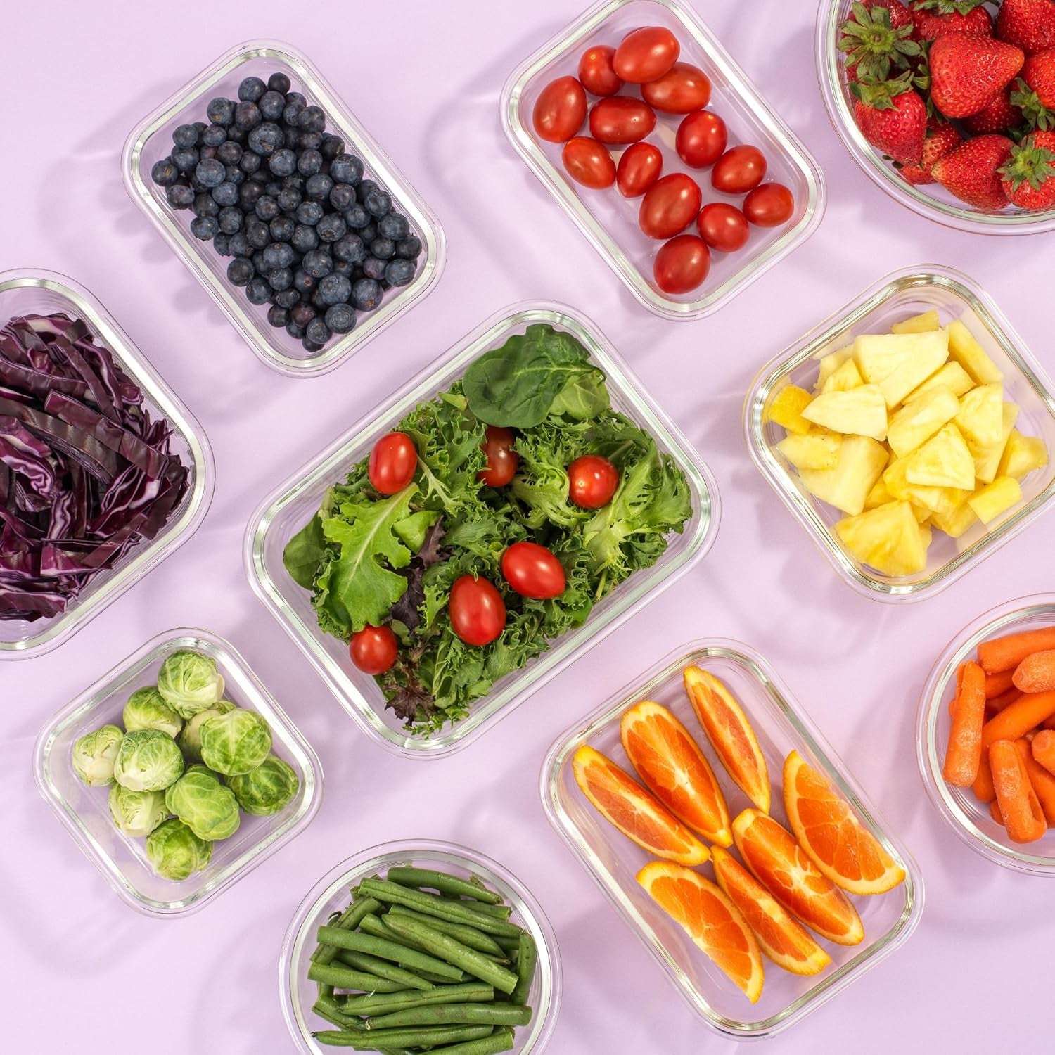 24-Piece Borosilicate Glass Storage Container Set with Airtight Lids | Freezer Safe Meal Prep and Lunch Containers | Durable Glass Tupperware for Kitchen and Pantry