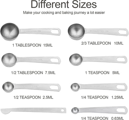 Premium 15-Piece Stainless Steel Measuring Cups & Spoons Set - Perfect for Baking and Cooking, Includes Metric & US Measurements, 6 Cups & 7 Spoons with Leveler and Equivalents for Dry & Liquid Ingredients