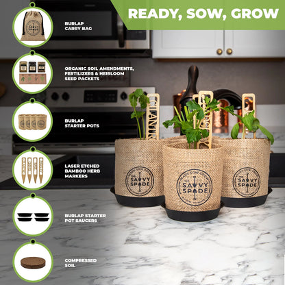 Ultimate Indoor Herb Garden Starter Kit: Grow Heirloom Basil, Cilantro, Parsley & Oregano at Home!